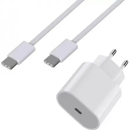 Kit Chargeur Secteur Rapide 20W + Câble USB-C vers USB-C 1m