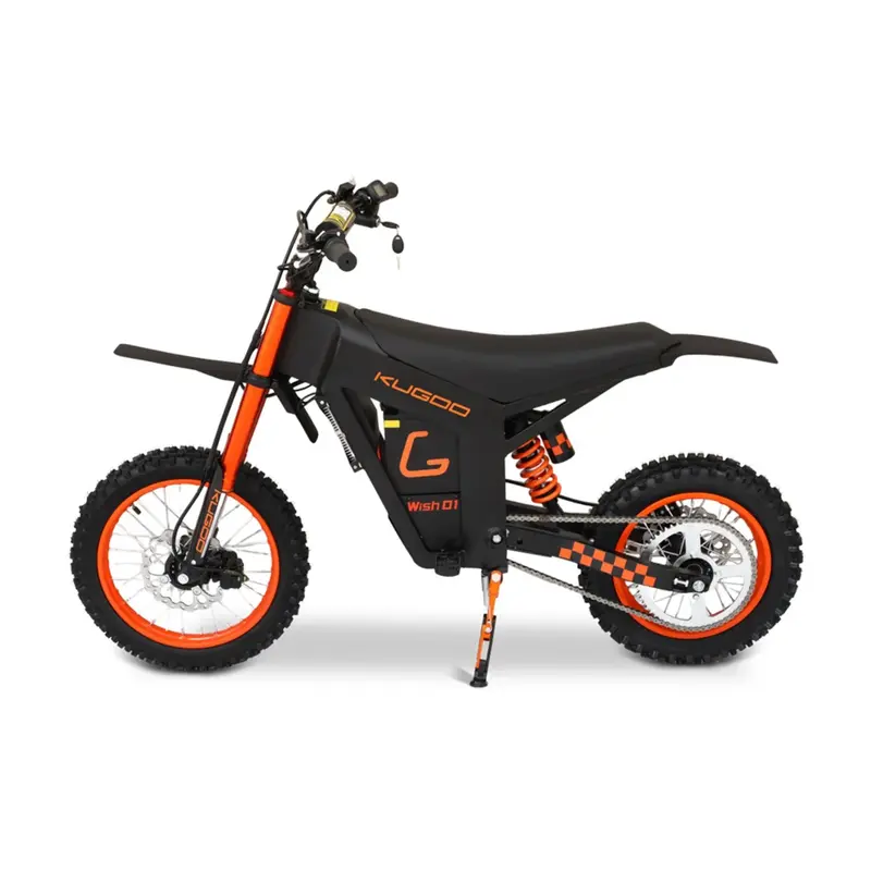 KUGOO Wish 01 Electric Motorcycle - 1500W 14 inches front and 12 inches rear Tires Hydraulic calipers and disc brakes - Black