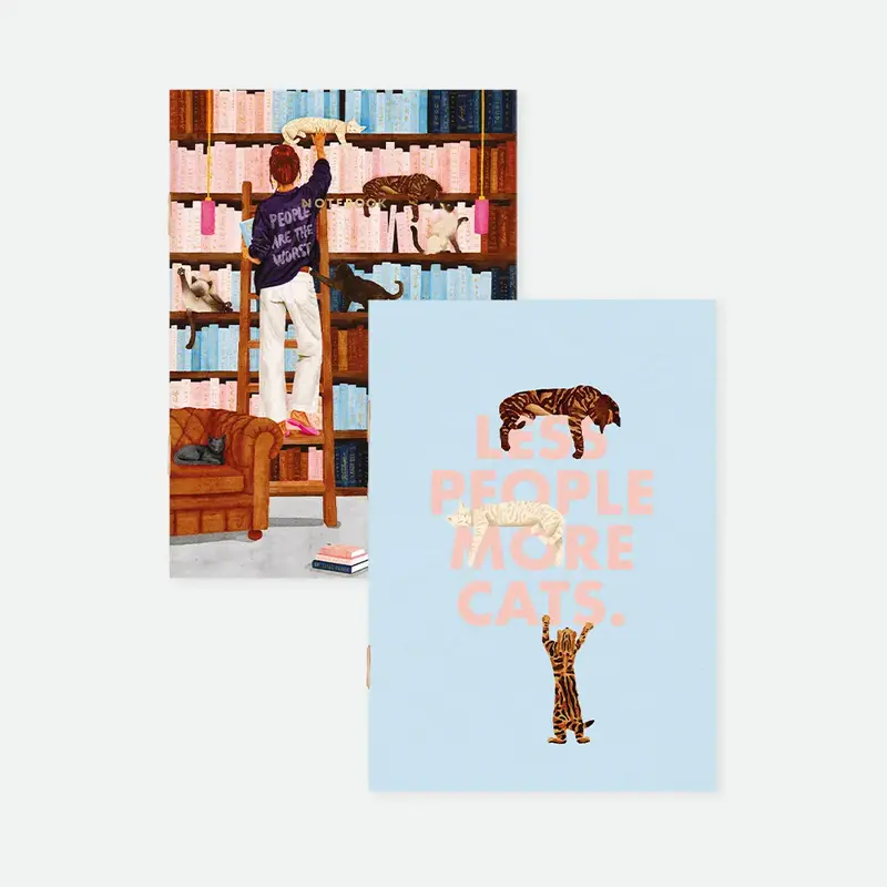 Less people More cats - Pocket Notebook A6 DUO