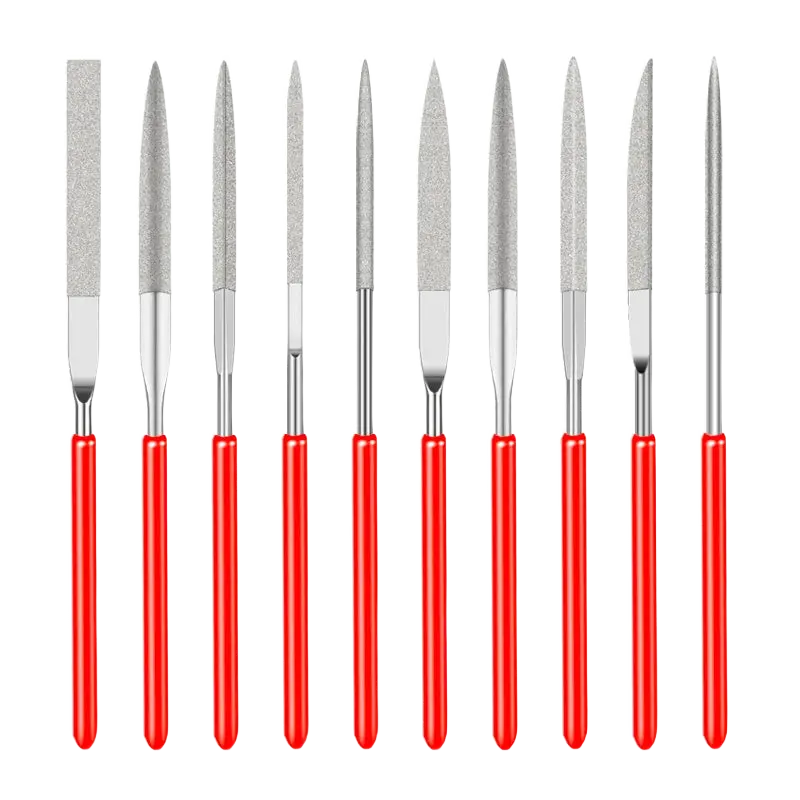Lot de 10 limes aiguilles diamantées 3 x 140 mm — ajustage de coques