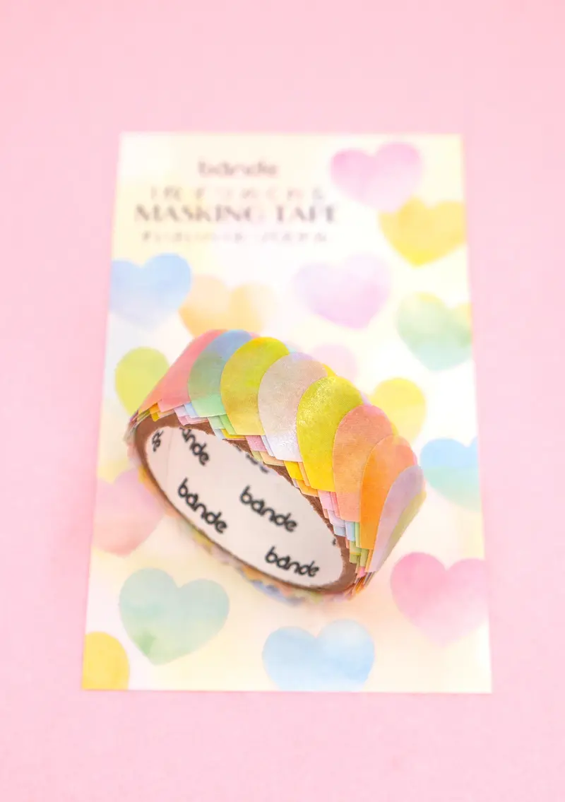 Masking tape stickers - Cœurs en aquarelle
