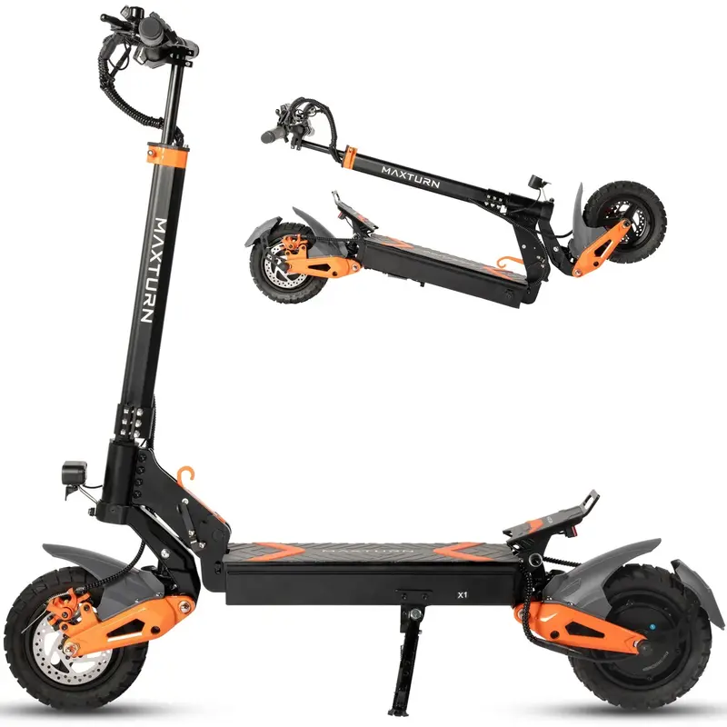 MAXTURN X1 Ultra Electric Scooter - Dual 1100W 48V20.8Ah 10in Motorized E Scooter Aluminum Frame - Black