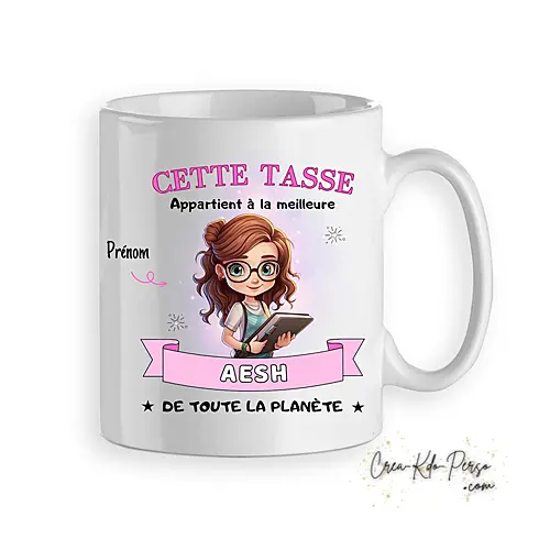 Mug cadeau AESH meilleur de la planète personnalisé