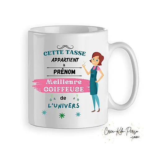 Mug cadeau Coiffeuse meilleure de l'univers personnalisé