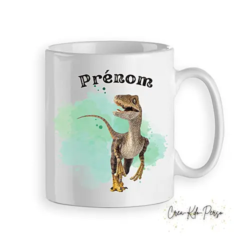 Mug cadeau Dinosaure vélociraptor raptor personnalisé