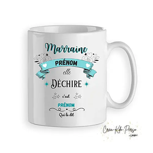 Mug cadeau Marraine qui déchire  personnalisé