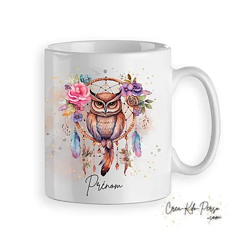 Mug hibou chouette native America animal totem personnalisé