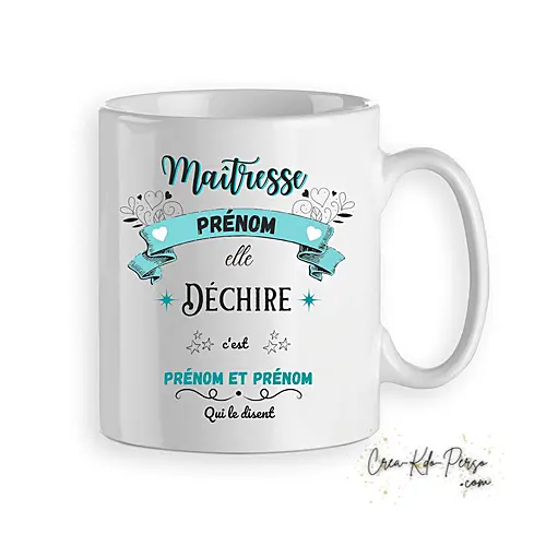 Mug humour Maitresse Maître qui déchire personnalisé