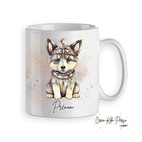 Mug loup native America animal totem personnalisé