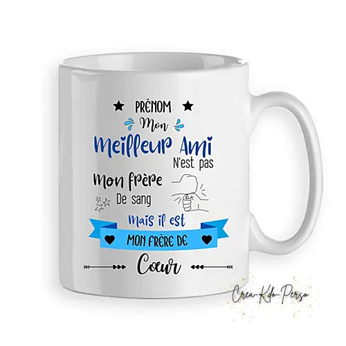 Mug Meilleur Ami Cadeau Copain Frère de Coeur personnalisé