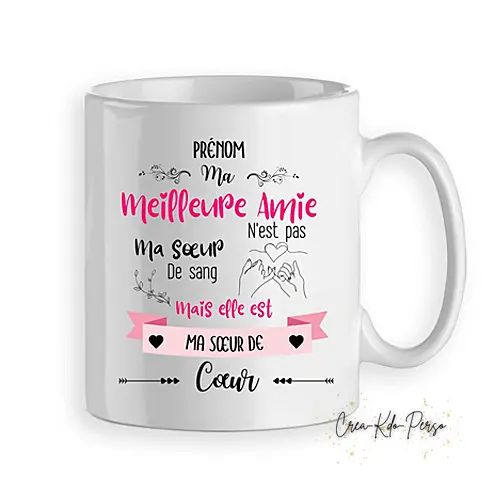 Mug Meilleure Amie Cadeau Copine Soeur de Coeur personnalisé