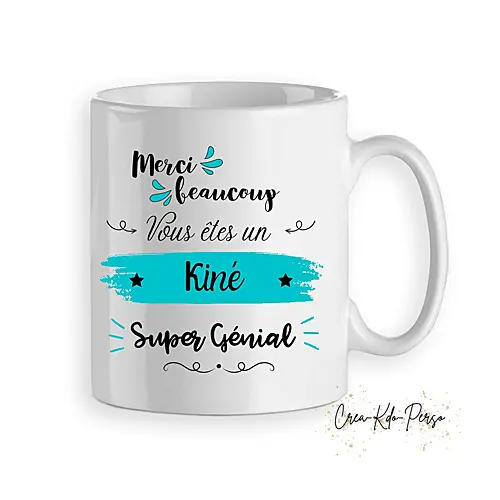 Mug merci kiné super génial personnalisé
