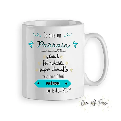Mug parrain génial formidable super chouette personnalisé
