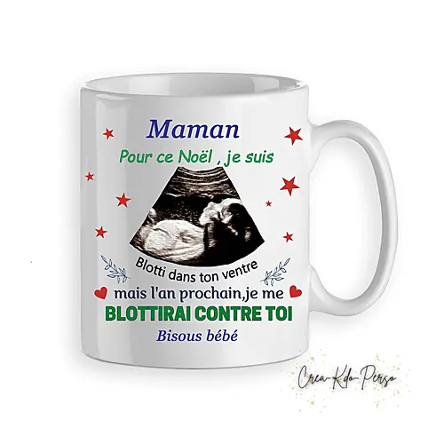 Mug personnalisable avec échographie cadeau Noël future Maman