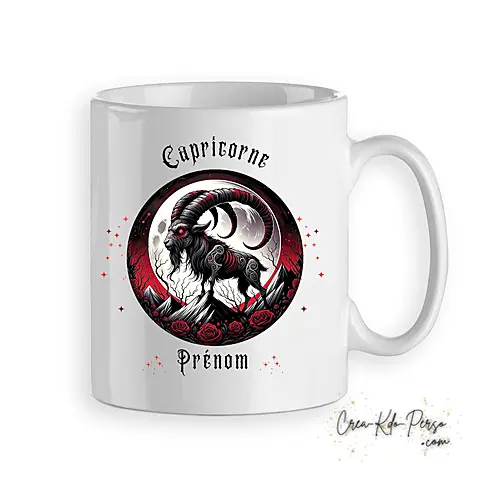 Mug signe astrologique capricorne zodiaque gothique horoscope personnalisable