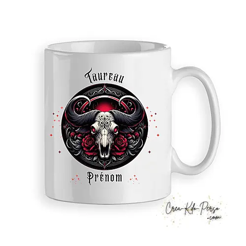 Mug signe astrologique Taureau zodiaque gothique horoscope personnalisable