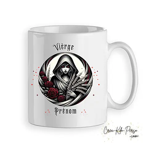 Mug signe astrologique Vierge zodiaque gothique horoscope personnalisable