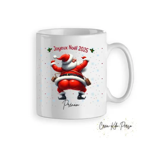 Mug tasse humour personnalisé cadeau Noël avec Père Noel qui danse