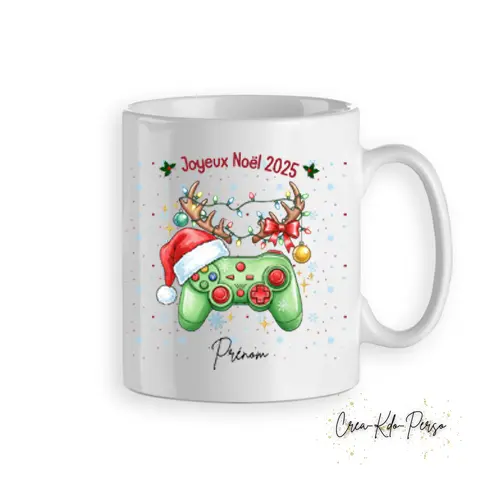 Mug tasse personnalisé cadeau Noël gaming manette jeux vidéo