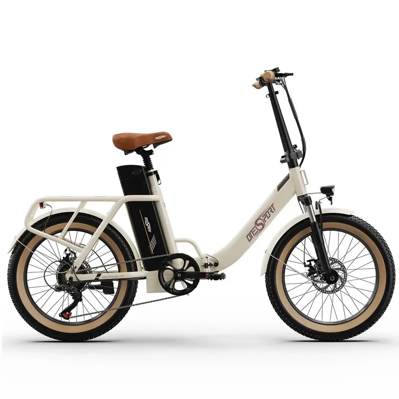 ONESPORT OT16-2 Electric Bike - 250W Motor 48V17Ah Battery 20-Inch Tires 60KM Range Disc Brakes Off-White