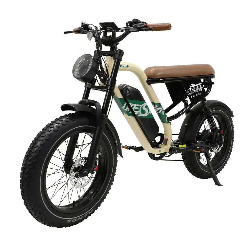 ONESPORT W66 Electric Bike - 500W Motor Battery 48V 13.5Ah 20” Wheels Disc Brakes - Beige Yellow