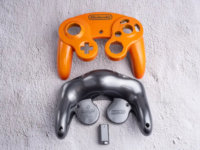 Orange and Silver - Custom Painted GameCube Controller Shells