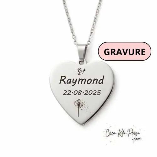 Pendentif bijou forme Cœur Personnalisé avec Gravure texte – Collier