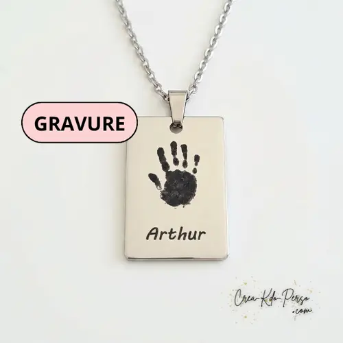 Pendentif Personnalisé Empreinte de Main et Prénom – Un Souvenir Unique