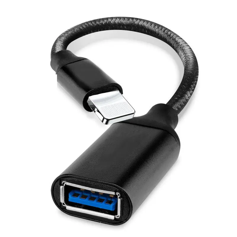 PH26 Câble Adaptateur lightning vers USB-A OTG compatible Iphone 5c - USB C Mâle vers USB A Femelle Nylon Tressé Aluminium