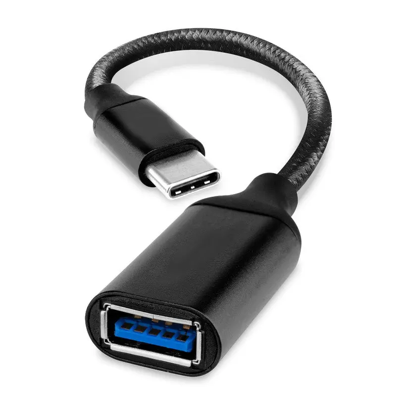 PH26? Câble Adaptateur USB-C vers USB-A OTG compatible avec TCL 60R 5G - USB C Mâle vers USB A Femelle Nylon Tressé Aluminium