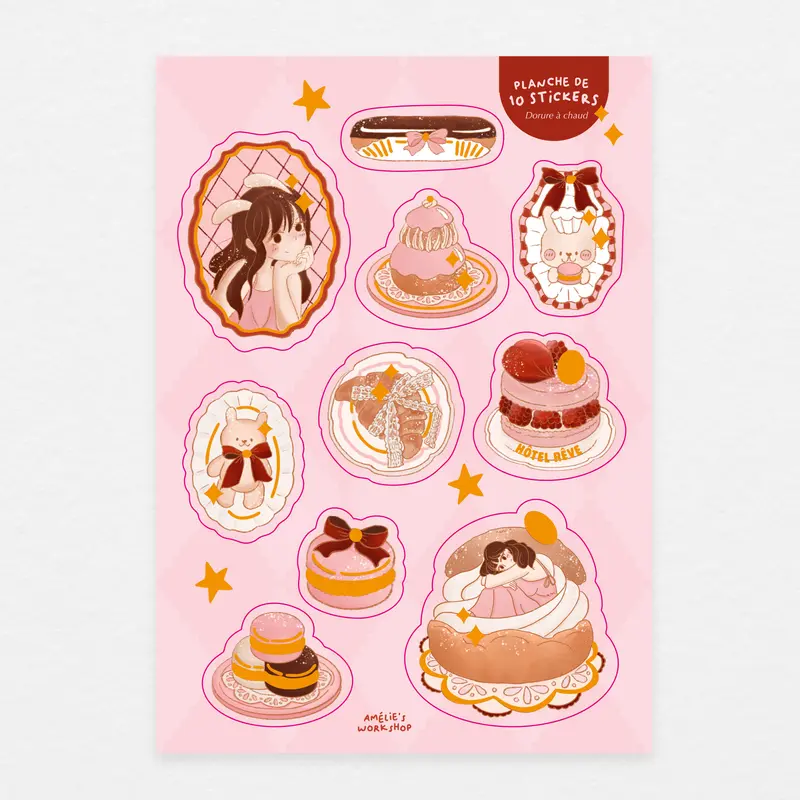 Planche de 10 stickers Pâtisserie