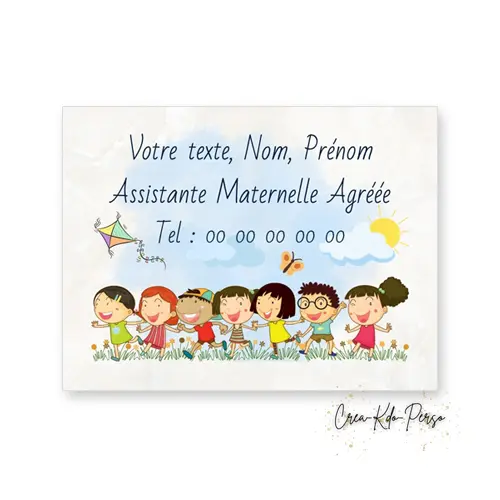 Plaque Assistante Maternelle Agréée Personnalisée – Signalétique "Douceur et Accueil"