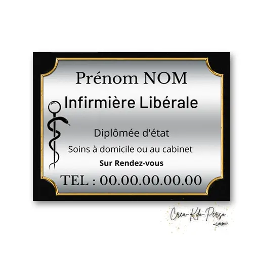 Plaque Professionnelle Infirmière Libérale en Aluminium – Usage Extérieur