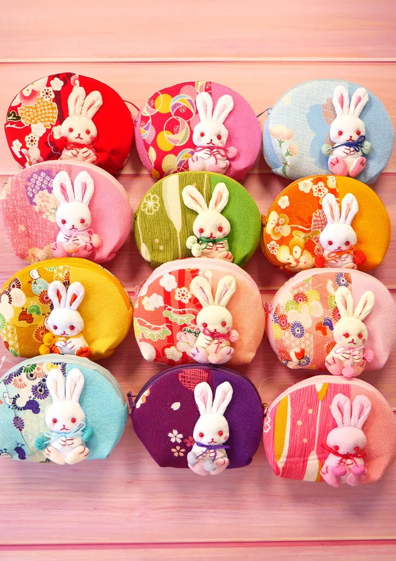 Pochette en tissu japonais - Lapin kawaii