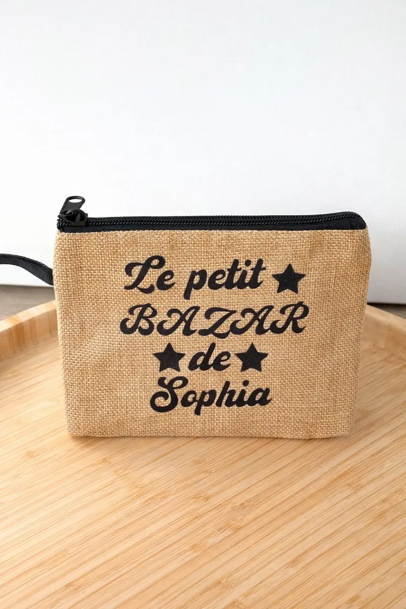 Pochette personnalisée en tissu – Cadeau avec prénom ou message