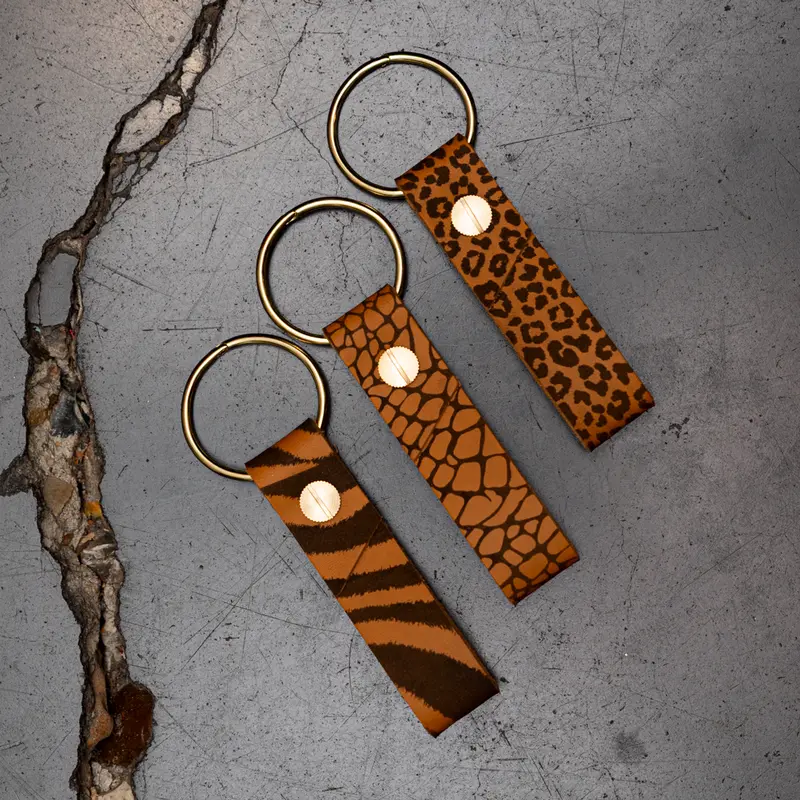 Porte-clés en cuir motif animal