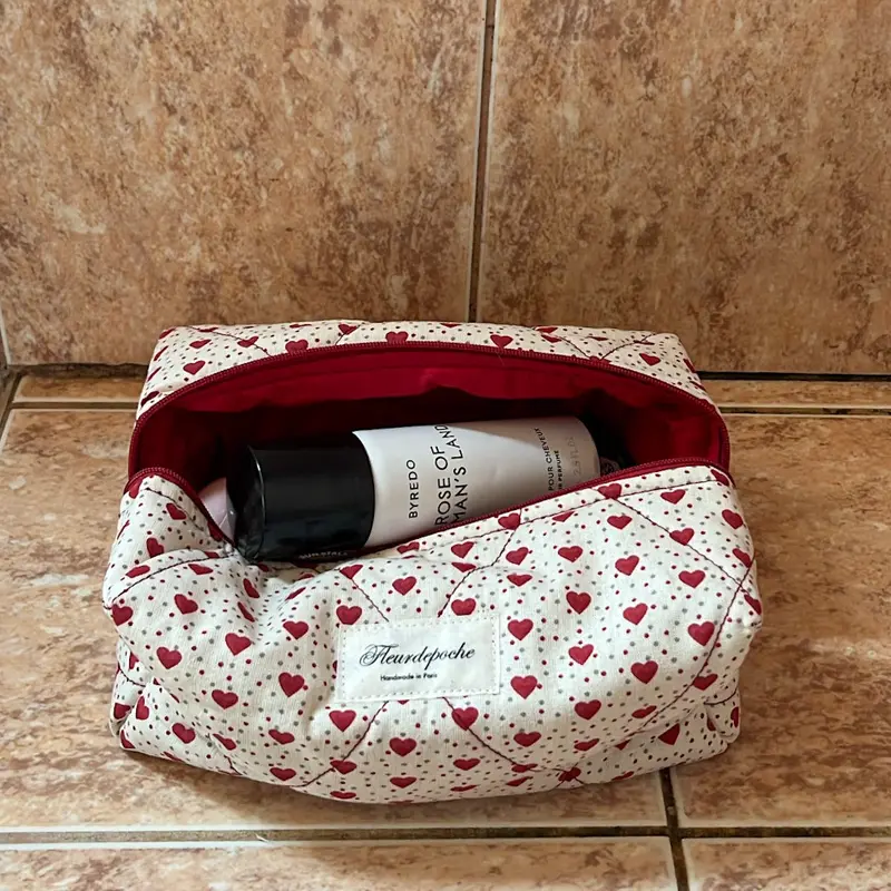 Red heart makeup bag