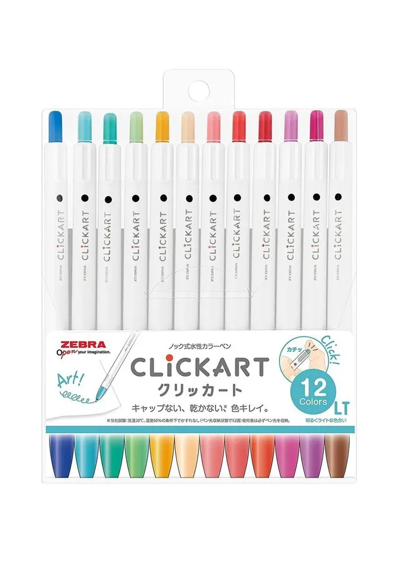 Set de 12 stylos feutres Zebra Clickart - LT