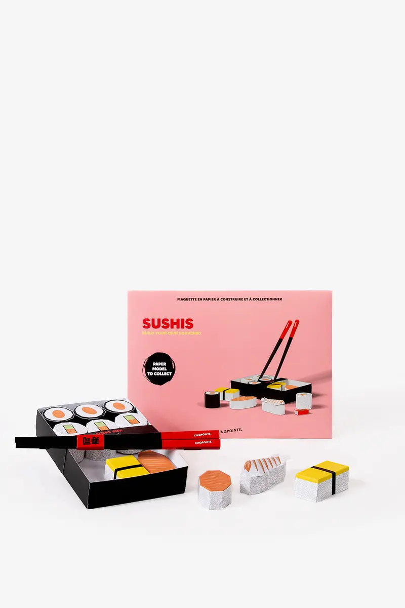 Souvenir Sushis 3D en Papier – Kit Créatif DIY Paperfood, Cadeau Original
