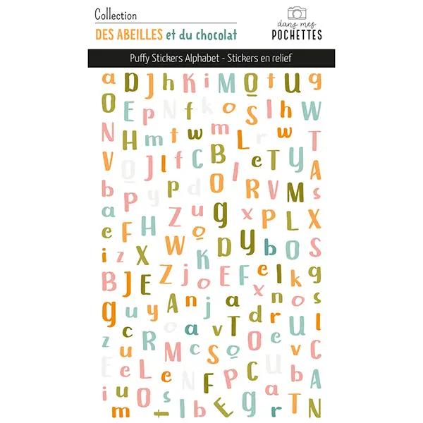 Stickers Puffy – Alphabets - Des abeilles et du chocolat - Dans Mes Pochettes
