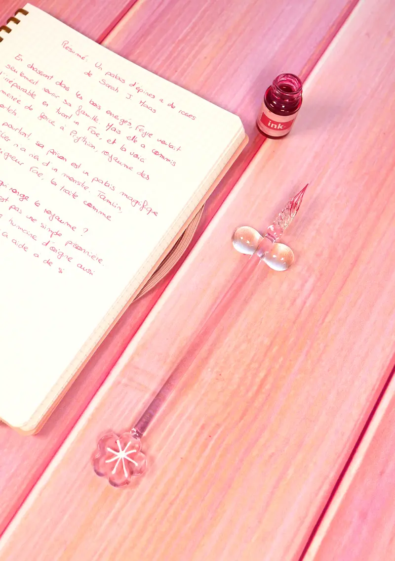 Stylo en verre kawaii - sakura et patte de chat