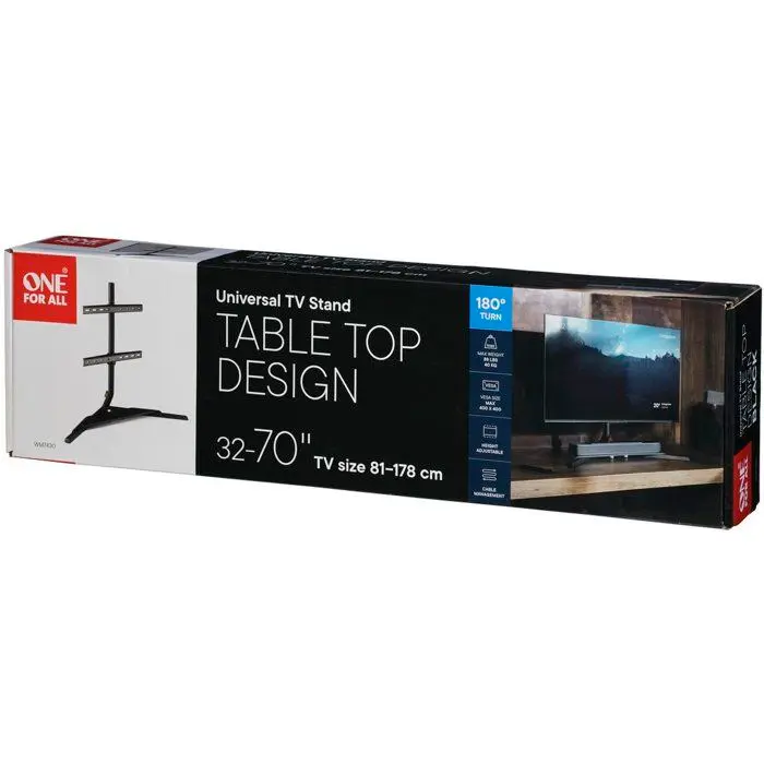 Support TV sur pied pour meuble - Anthracite - Orientable 180° - 32-70'' - VESA 400 max - Support barre de son