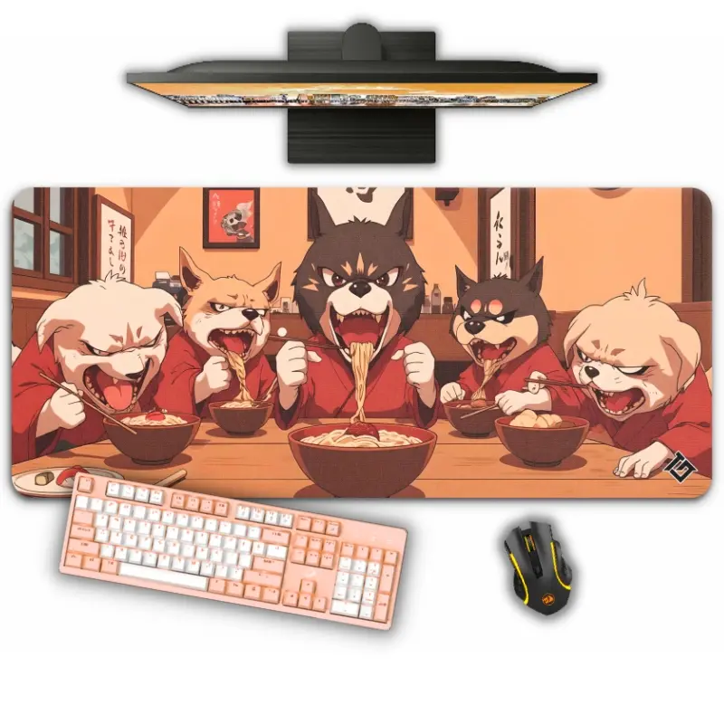 Tapis de Souris "CHIENS MÉCHANTS DANS UN RESTAURANT JAPONAIS"