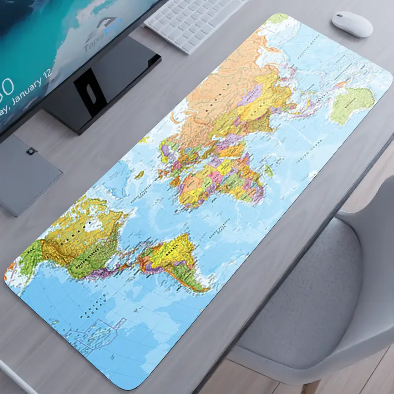 Tapis de souris Géant Carte – mappemonde multicolore