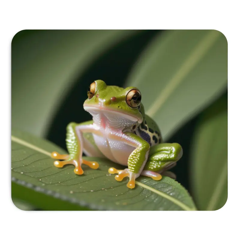 Tapis de souris Grenouille – feuille verte