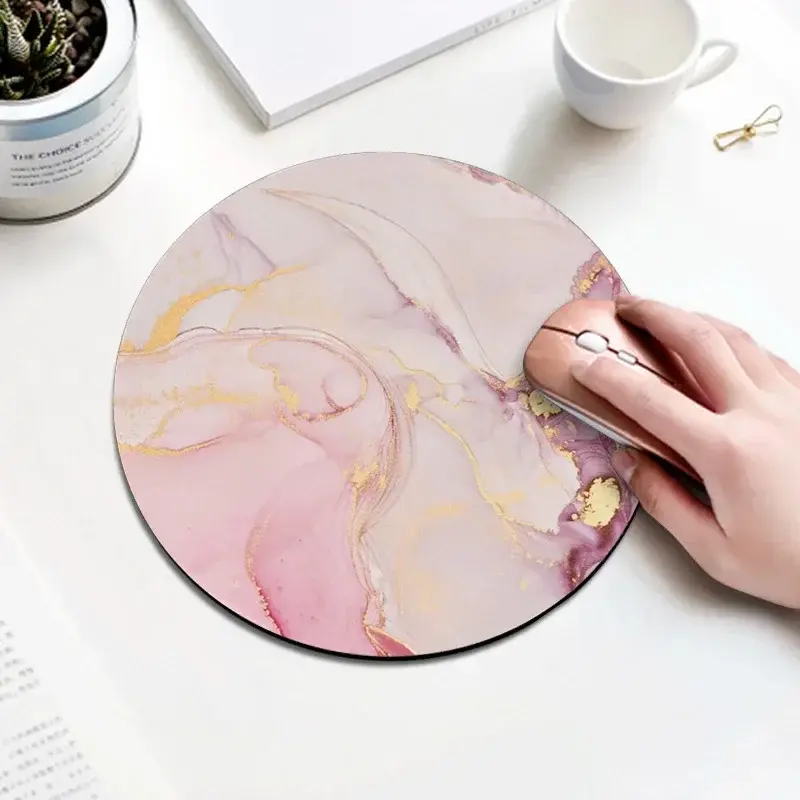 Tapis de Souris Rond Marbré Rose