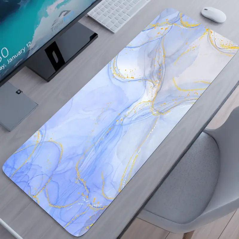 Tapis de souris XXL Artistique – marbré bleu pastel