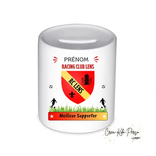Tirelire céramique football Racing Club de Lens personnalisée