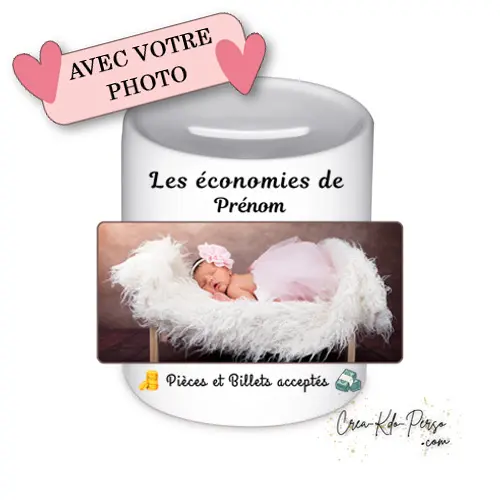 Tirelire Céramique Personnalisée avec Photo & Prénom | Créakdoperso