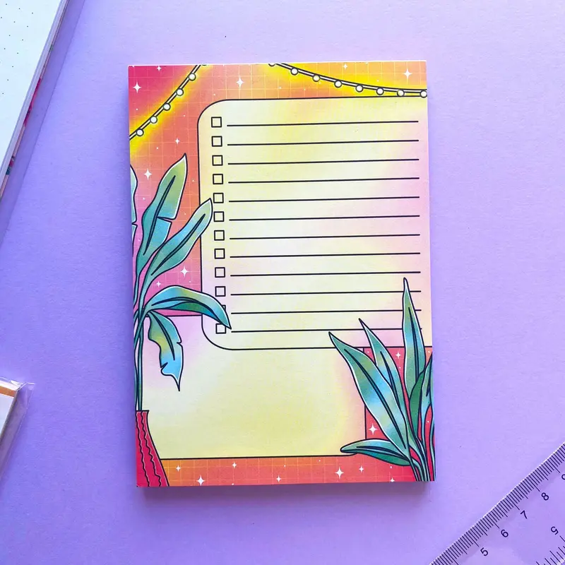 To Do List & Notes A6 Notepad | Decoration & plant - Orange and light vibe